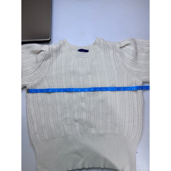 Biltmore Cable Knit Wool Blend Ivory Long Sleeve Sweater Women's Medium Classic - Picture 5 of 7